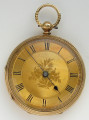 Часы карманные, золото 750 пробы, Англия, Лондон, 1877г., с цепью Гааля, диаметр 40 мм 52 грамма.