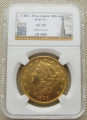 20 долларов США 1896г. Слаб AU55 Золото 900 проба 33.35 грамма