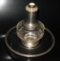 Коньячный, ликерный набор Эгоист, EMILE PUIFORCAT после 1857г. 19 век, ( в  HERMES с 1993г.)  Серебро 950 проба, золочение, стекло, 157мм высота графинчика с пробкой-стопкой , 180 мм диаметр подноса , емкость 300мл.