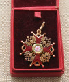 Знак ордена Святого Станислава 3й степени, 40.3х43.3мм, золото 56 проба Россия, Санктъ-Петербург,  Альберт Кейбель 10.45 грамма конец 19-начало 20 века.