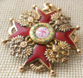 Знак ордена Святого Станислава 3й степени, 40.3х43.3мм, золото 56 проба Россия, Санктъ-Петербург,  Альберт Кейбель 10.45 грамма конец 19-начало 20 века.