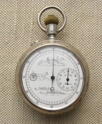 Карманные часы, Хронограф, двухсторонний, гоночный, 1890е гг.,   103 грамма, 50мм, 21мм толщина.