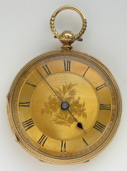 Часы карманные, золото 750 пробы, Англия, Лондон, 1877г., с цепью Гааля, диаметр 40 мм 52 грамма.
