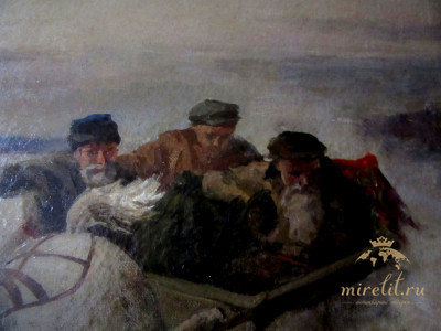 Антикварная картина неизвестного художника "Русская тройка".