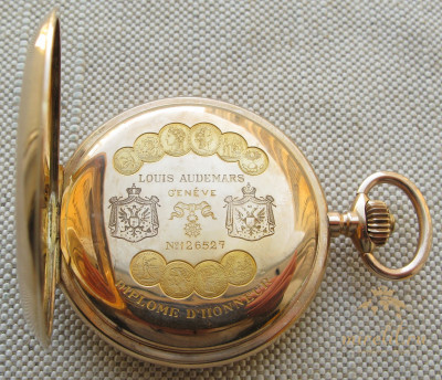Карманные часы, LOUIS AUDEMARS, золото 585 проба, Швейцария, 86.2 грамма, 50.5мм. 1898-1899гг.