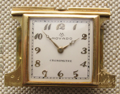 Movado хронометр, золото 750 проба, 74 грамма, Швейцария, 1930е гг., слайдер-автоподзавод, 33х47мм в сложеном виде, 71мм раскрытые.
