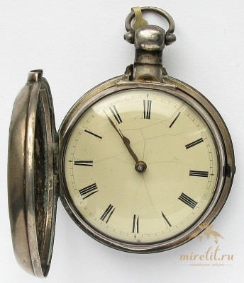 Карманные Часы Англия 1837г. POULTON Robert Simpson серебро 925проба цепь Гааля футляр 60мм