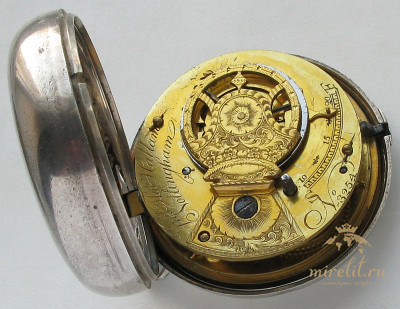 Карманные часы Англия Нотингем 1808г. NOTTINGHAM Jn Hallam цепь Гааля футляр 57мм идеальный ход