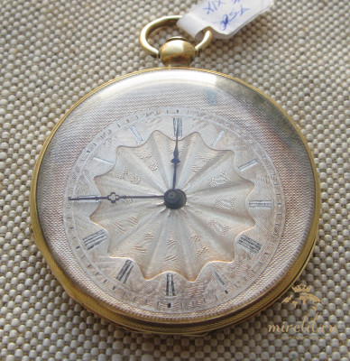 Часы карманные, Japy, 1830е, с циферблатом смещенным от центра , золото 750 проба. 44.5мм.