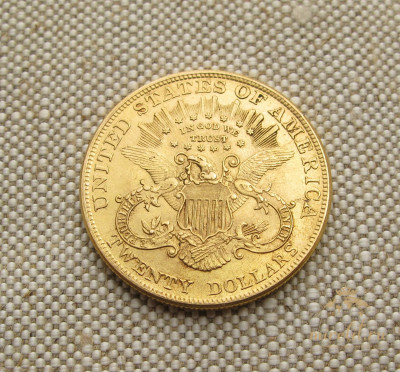 20 долларов США 1896г. Слаб AU55 Золото 900 проба 33.35 грамма