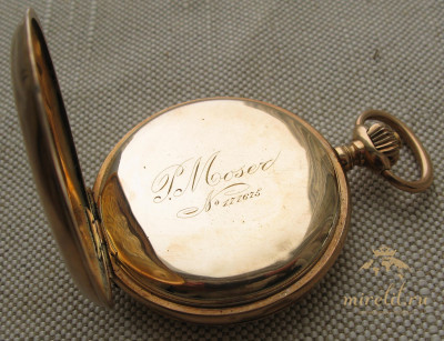 Карманные часы, P. MOSER , золото 585 проба, 78.7 грамма, 50мм. Начало 20 века.