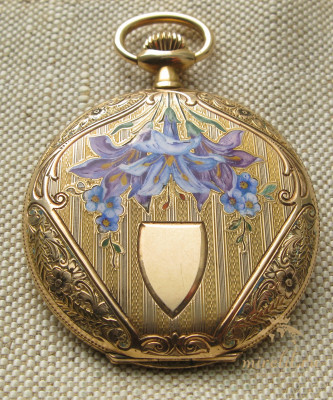 Карманные часы, Эмаль, Модерн, Borel Fils & Cie. 56 проба, Швейцария, начало 20 века. 77 грамм, 51мм.