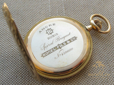 Карманные часы, Эмаль, Модерн, Borel Fils & Cie. 56 проба, Швейцария, начало 20 века. 77 грамм, 51мм.