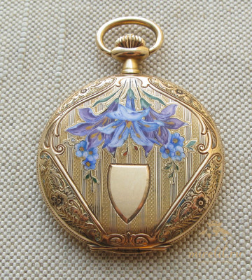 Карманные часы, Эмаль, Модерн, Borel Fils & Cie. 56 проба, Швейцария, начало 20 века. 77 грамм, 51мм.