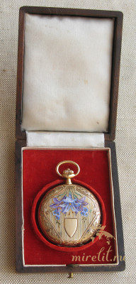 Карманные часы, Эмаль, Модерн, Borel Fils & Cie. 56 проба, Швейцария, начало 20 века. 77 грамм, 51мм.