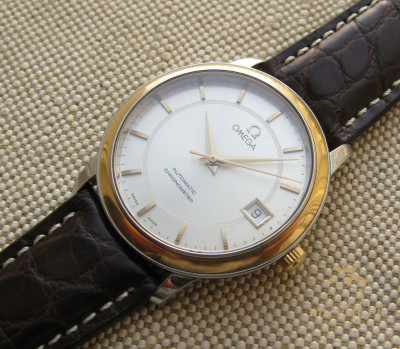 Наручные часы, OMEGA DE VILLE PRESTIGE CHRONOMETER, автоподзавод, сталь, золото 750, 1999г., 34.6мм, стекло сапфир, Швейцария.