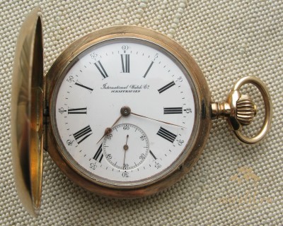 Карманные часы массивные, IWC, JWC, золото 56проба, 53.5мм, 118.3 грамма, 1899г., магазин J. RAUSCHENBACH.