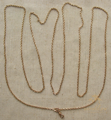 Цепочка для карманных часов, золото 56 проба, Россия, Москва, 1899-1908гг. 27.65, 146см.