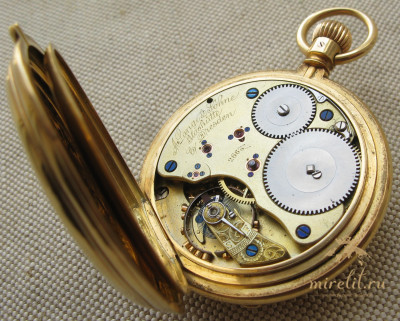 Карманные часы, Lange & Sohne, 1й класс, золото 750 проба, охотничий корпус, Германия, 127.3 грамма, 54.5мм. 1885-1890гг.