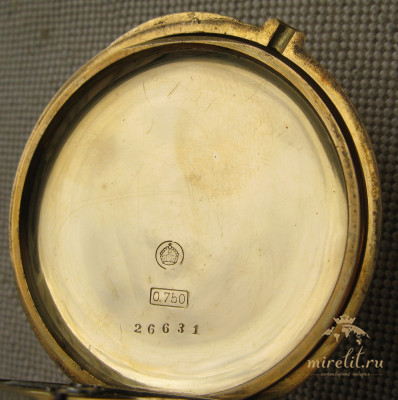 Карманные часы, Lange & Sohne, 1й класс, золото 750 проба, охотничий корпус, Германия, 127.3 грамма, 54.5мм. 1885-1890гг.
