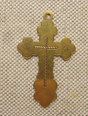 Крест, золото 56 проба, Россия, Москва, 1908-1917г. 4.61 грамма, 47х29мм.