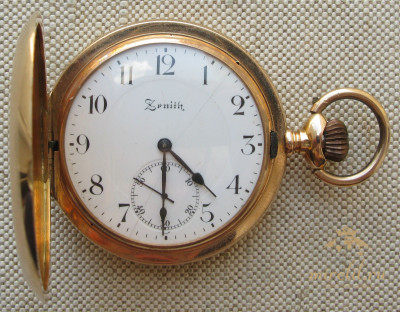 Карманные часы, ZENITH, золото 56 проба, Швейцария, 1909г. 115.7 грамма, 54.2мм.