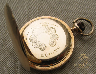 Карманные часы, ZENITH, золото 56 проба, Швейцария, 1909г. 115.7 грамма, 54.2мм.