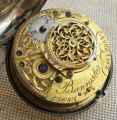 Часы карманные диаметр 57 мм серебро 925 проба Англия Лондон Bannister 1813г.
