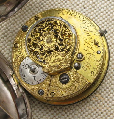 Часы карманные диаметр 47.5 мм серебро 925проба Англия Лондон Wm King 1806г. 80 грамм. Спешат.