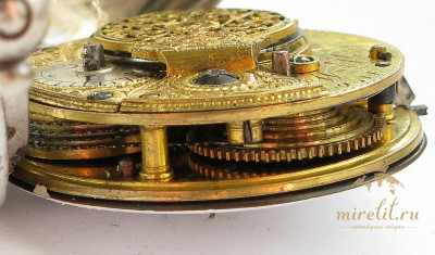 Часы карманные диаметр 47.5 мм серебро 925проба Англия Лондон Wm King 1806г. 80 грамм. Спешат.