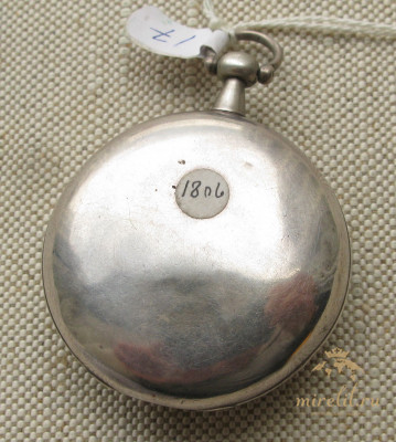 Часы карманные диаметр 47.5 мм серебро 925проба Англия Лондон Wm King 1806г. 80 грамм. Спешат.